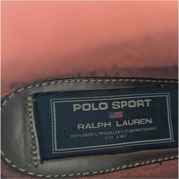 VTG Polo Ralph Lauren Sports Boots Tan Duck Leather Double Zip Strap Hunt Shoes - Picture 12 of 16